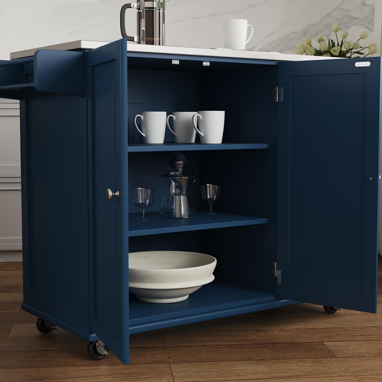 homestyles Dolly Madison Drop Leaf Kitchen Cart