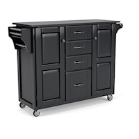 Traditional Kitchen Cart with Black Finish and Black Granite Top