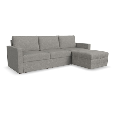 Standard-Arm Sofa with Storage Ottoman