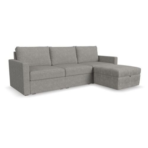 Flex Sofa with Standard Arm and Storage Ottoman - Pebble