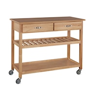 Casual Wood Kitchen Island with Casters