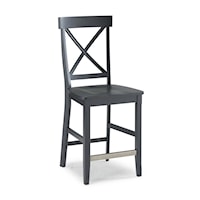 Traditional Counter Stool with X-Back