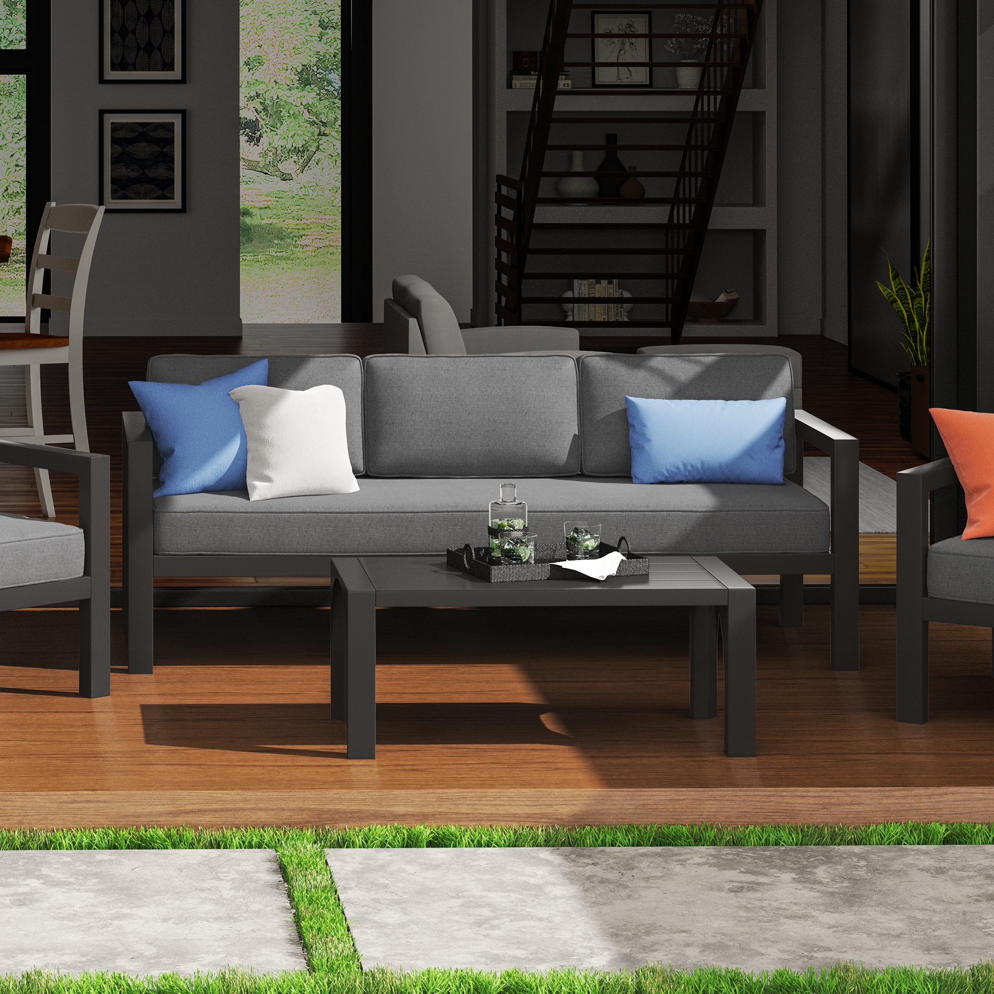 homestyles Grayton Outdoor Aluminum Sofa