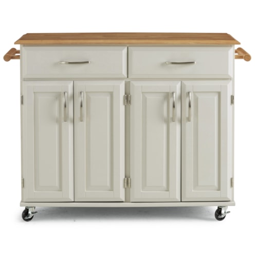 Two Tone Kitchen Island with Casters