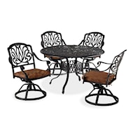Traditional 5-Piece Outdoor Dining Set with Swivel Rock Chairs