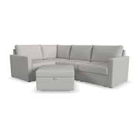 Transitional 4-Seat Sectional Sofa with Storage Ottoman