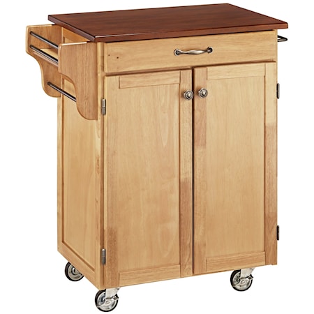 Traditional Kitchen Cart with Wood Top