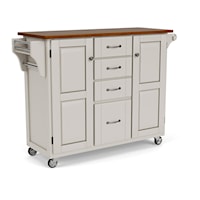 Traditional Kitchen Cart with White Finish and Cherry Wood Top