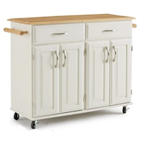 Two Tone Kitchen Island with Casters