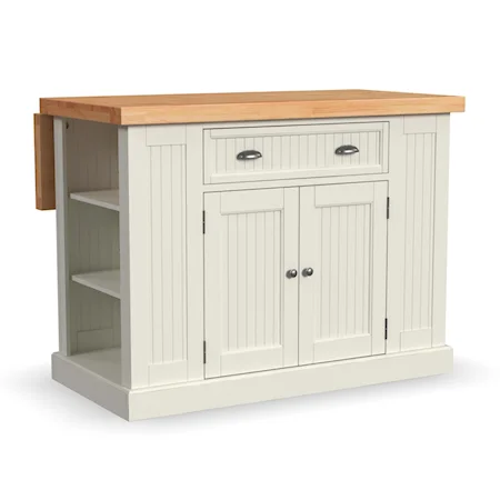 Coastal Kitchen Island with Drop Leaf and Adjustable Shelves