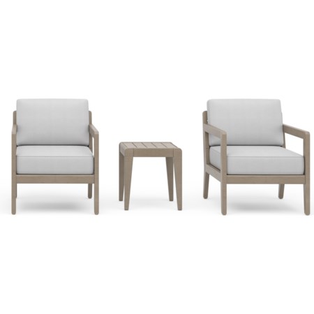 Outdoor Lounge Armchair and End Table Set
