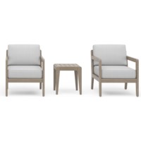 Outdoor Lounge Armchair Pair and End Table