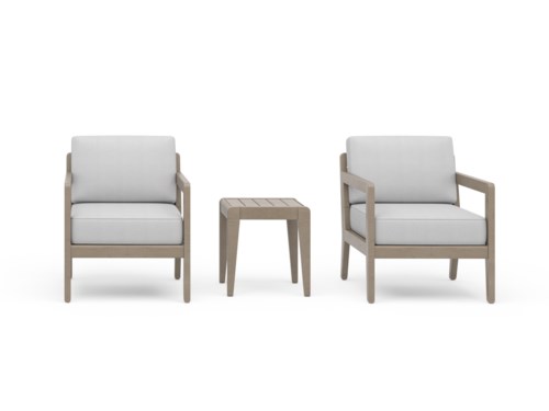 Outdoor Lounge Armchair Pair and End Table