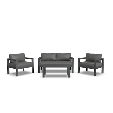 Outdoor 4-Piece Aluminum Loveseat Set