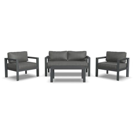 Outdoor 4-Piece Aluminum Loveseat Set