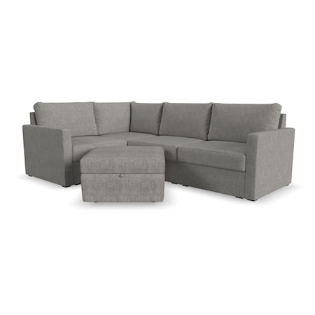 4-Seat Sectional Sofa with Storage Ottoman