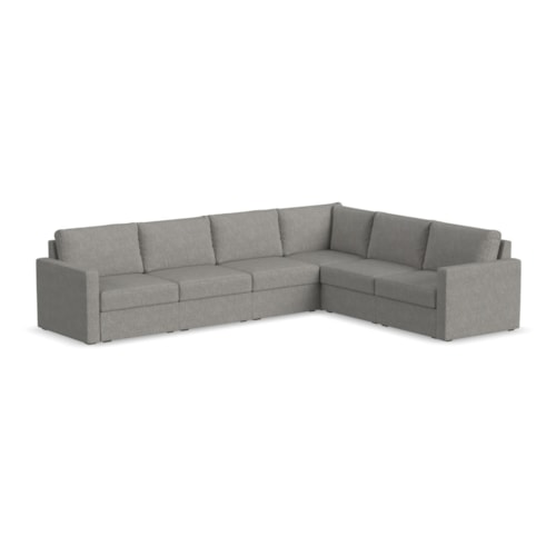 Flex 6-Seat Sectional with Standard Arm - Pebble