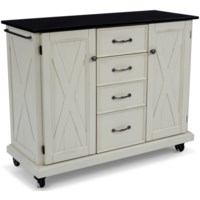 Cottage Style Rolling Kitchen Cart with Granite Top