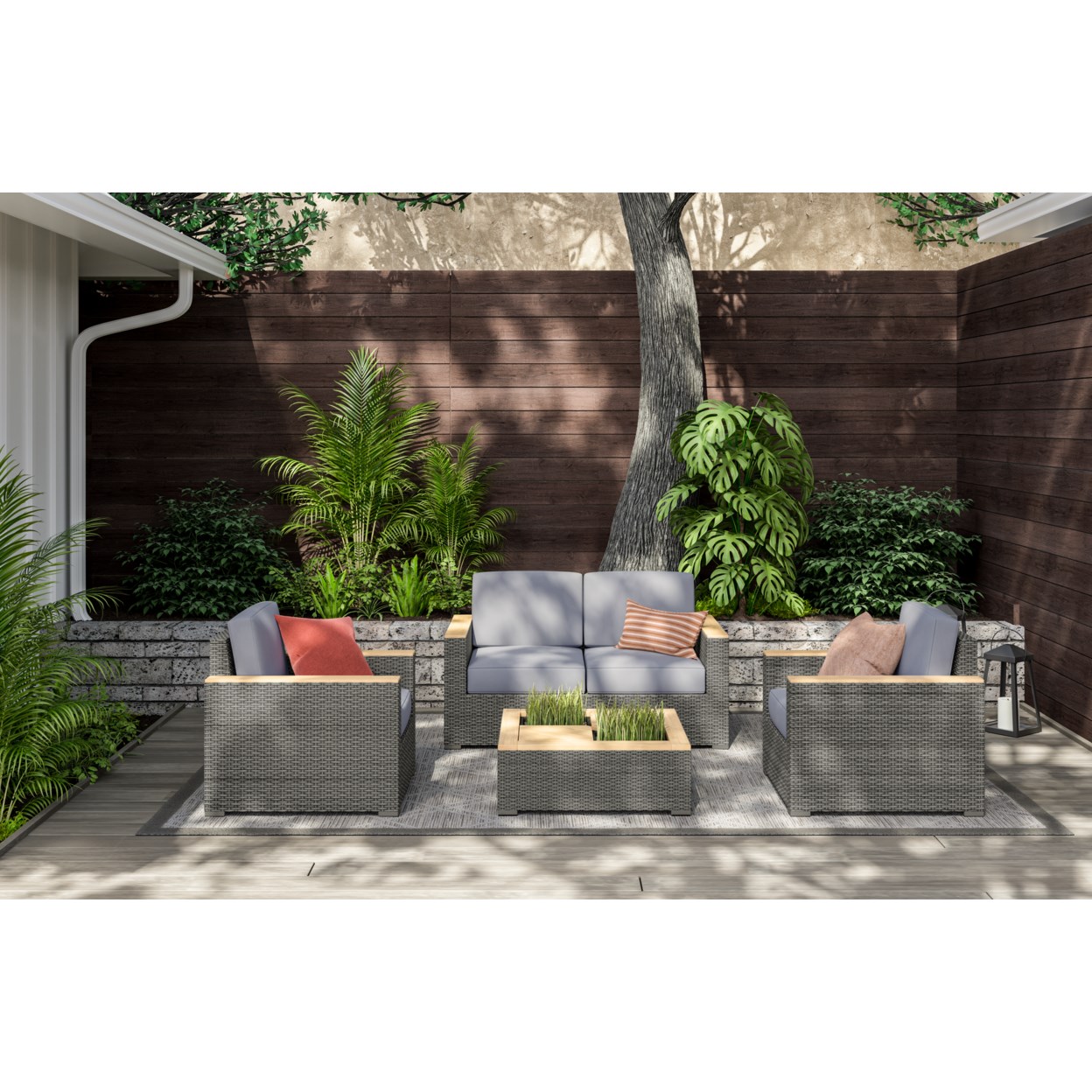 homestyles Boca Raton Outdoor Loveseat 4-Piece Loveseat Set