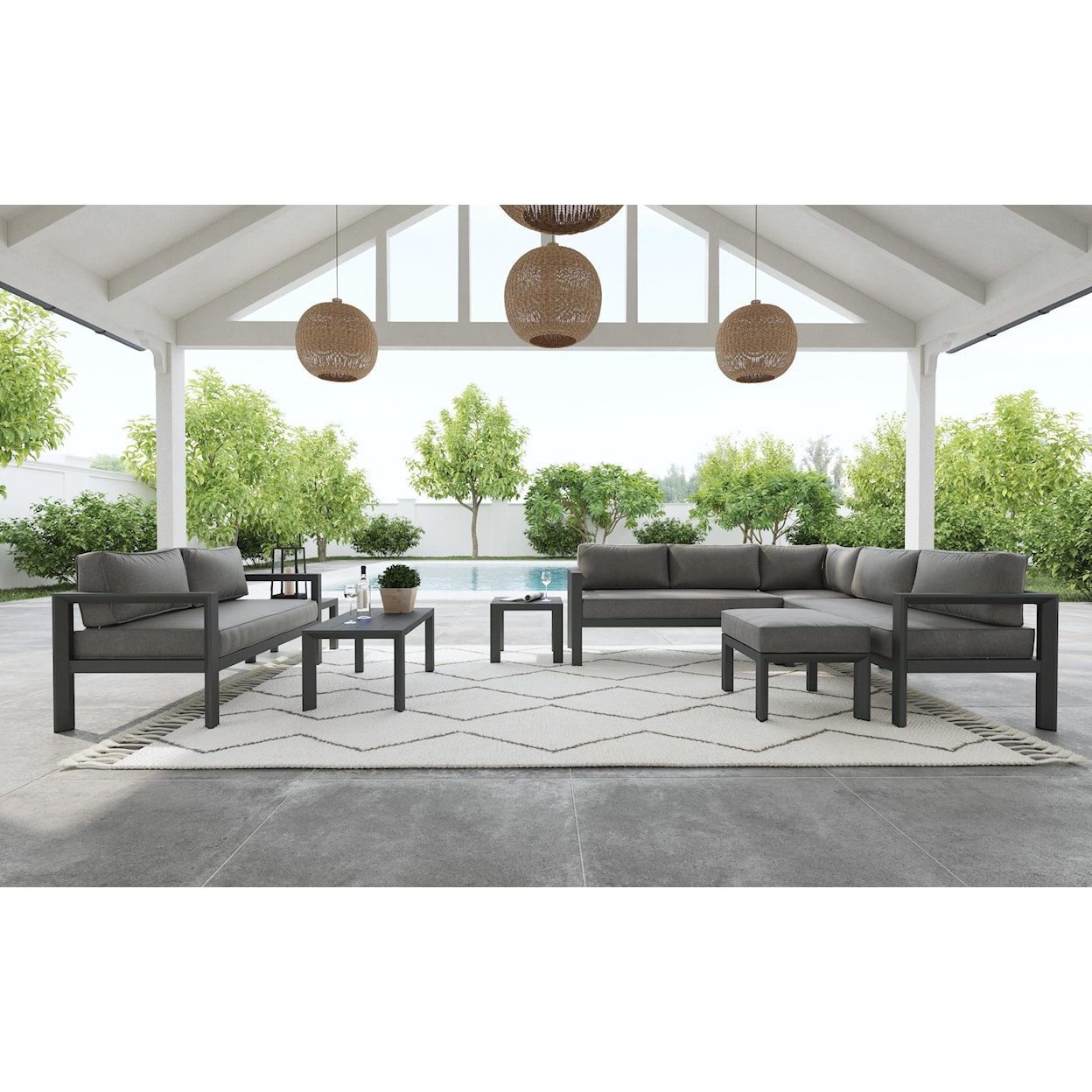 homestyles Grayton Sectional Sofa with End Tables