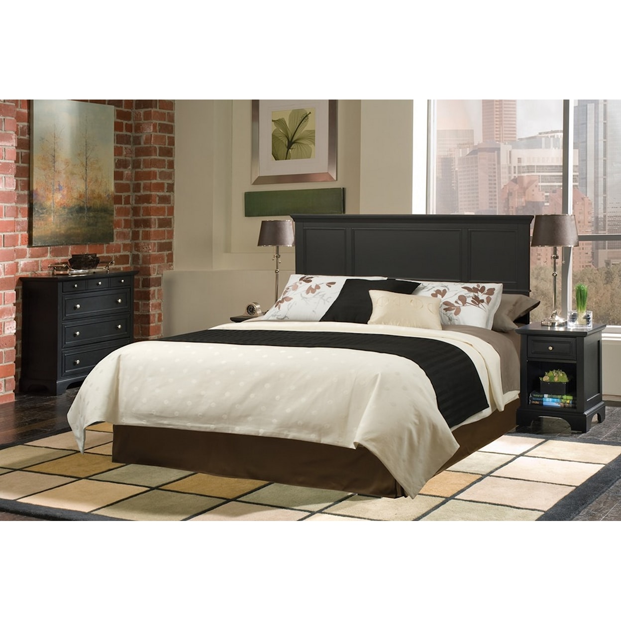 homestyles Ashford Queen Headboard, Two Nightstands and Chest
