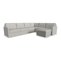 Transitional 6-Piece Sectional Sofa with Storage Ottoman