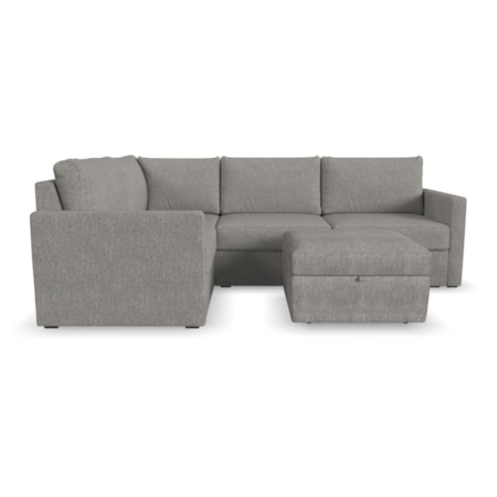 4-Seat Sectional Sofa with Storage Ottoman