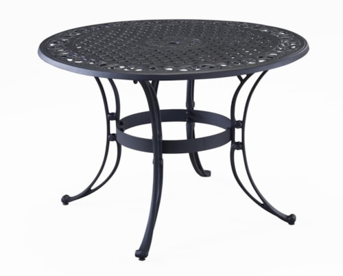 Traditional Outdoor Round Dining Table with Cast Aluminum Frame