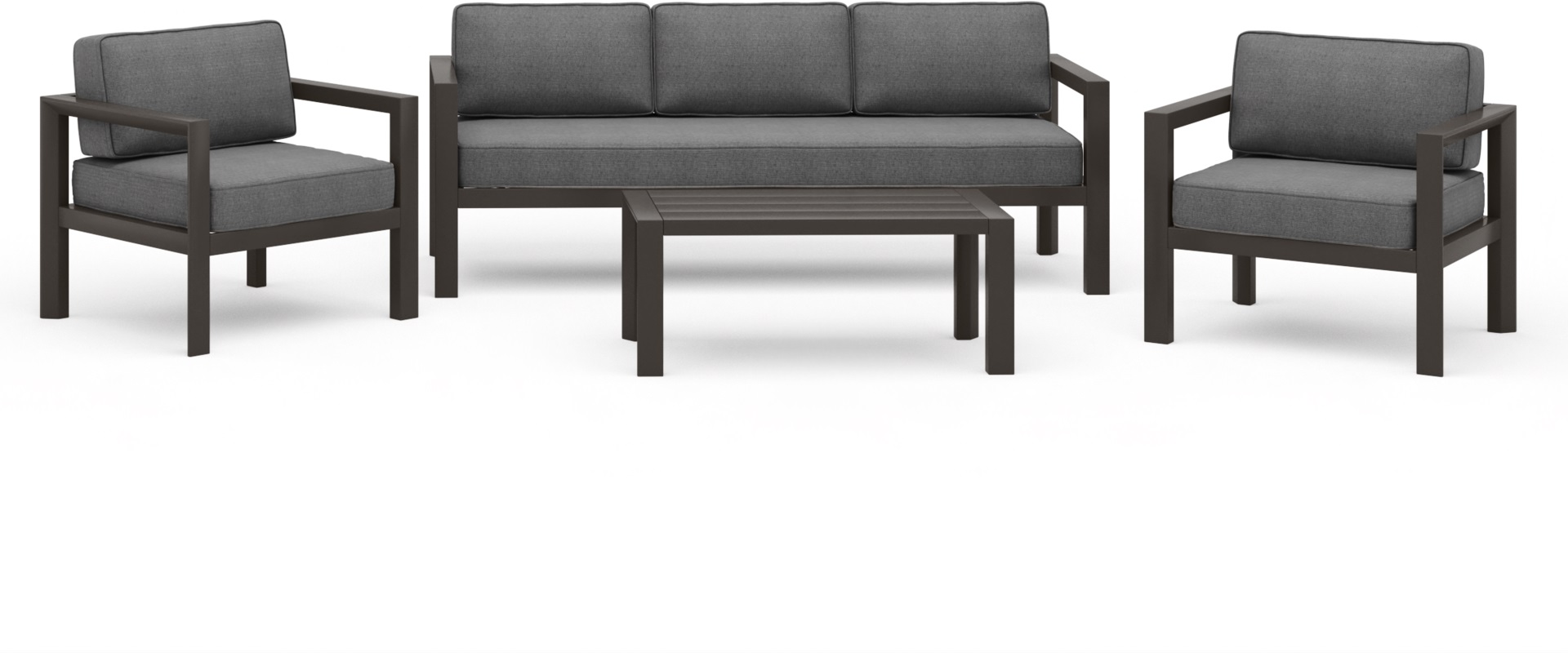 Contemporary Outdoor 4-Piece Aluminum Sofa Set