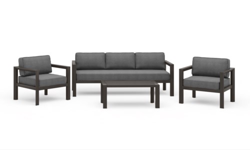 Contemporary Outdoor 4-Piece Aluminum Sofa Set