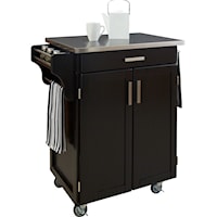 Traditional Kitchen Cart with Stainless Steel Top