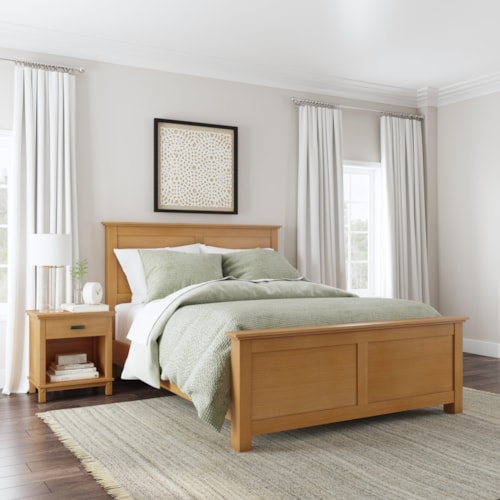 Casual Queen Bed and 1-Drawer Nightstand Set