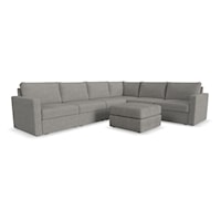 Transitional 6-Seat Sectional Sofa with Ottoman