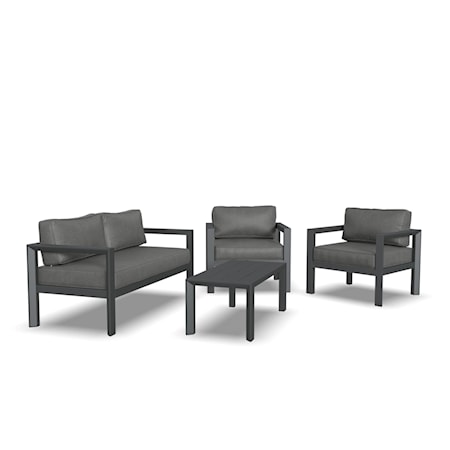 Outdoor 4-Piece Aluminum Loveseat Set