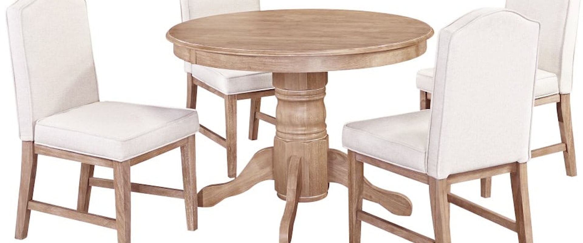 Country Style 5 Piece Dining Group with Round Table