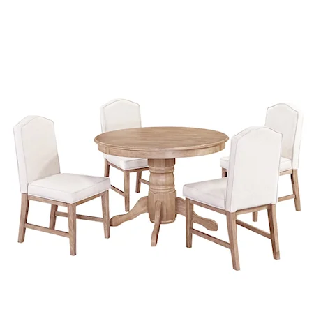 Country Style 5 Piece Dining Group with Round Table