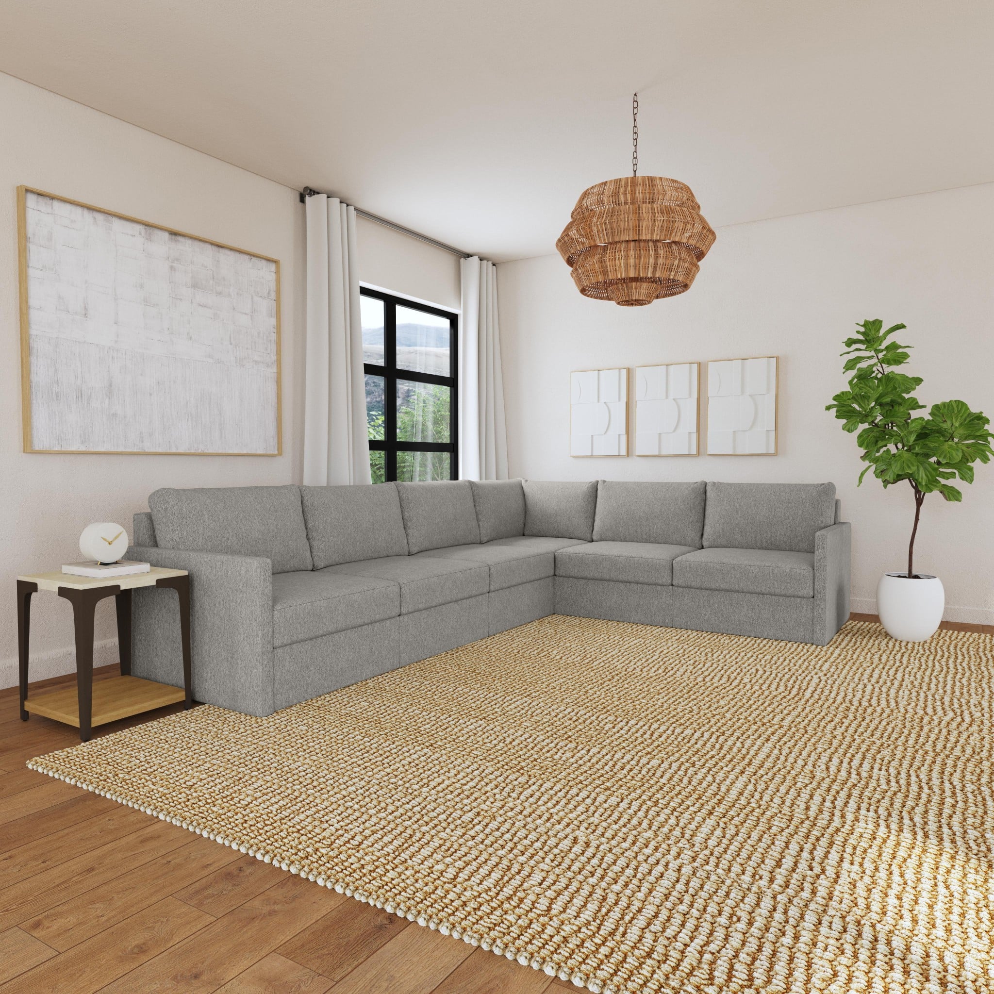 Narrow-Arm 6-Seat Sectional Sofa