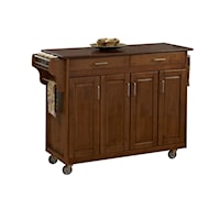 Traditional Kitchen Cart with Cottage Oak Finish and Cherry Wood Top
