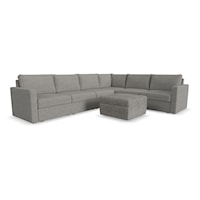 Transitional 6-Seat Sectional with Storage Ottoman