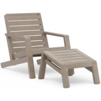 Transitional Outdoor Lounge Chair with Ottoman