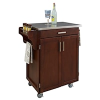 Traditional Kitchen Cart with Stainless Steel Top