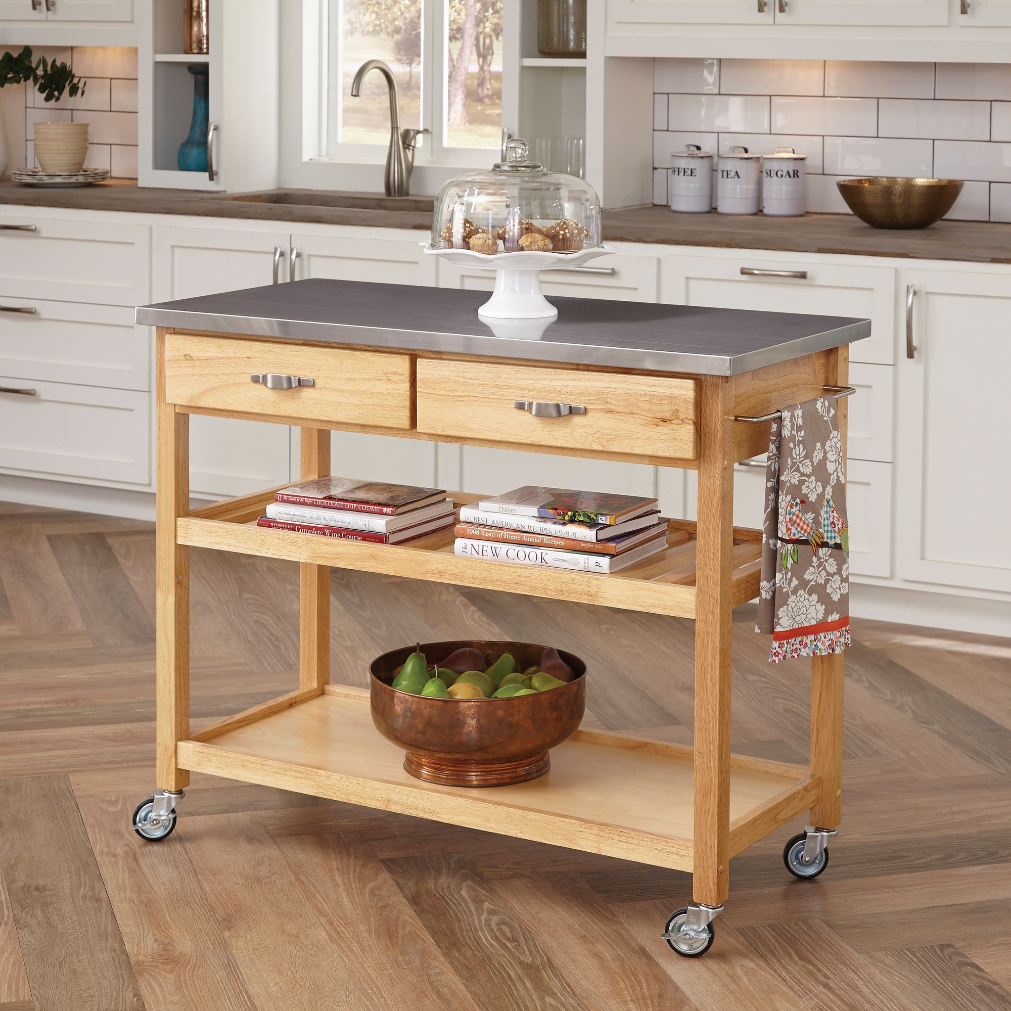 Stainless steel top discount kitchen island with seating