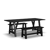 Farmhouse Dining Table with 2 Benches