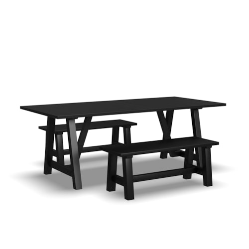 Farmhouse Dining Table with 2 Benches