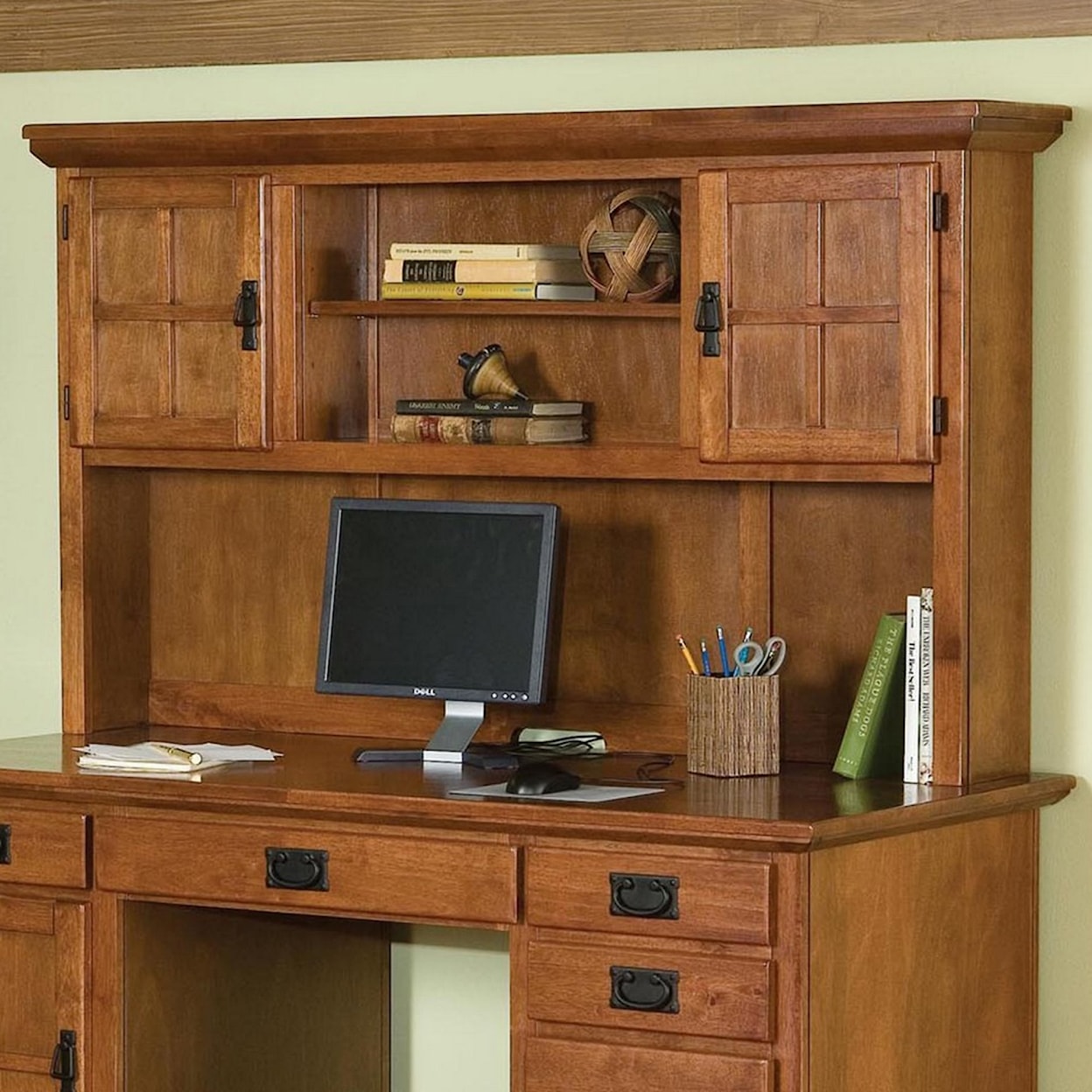 homestyles Arts and Crafts Double Pedestal Desk and Hutch