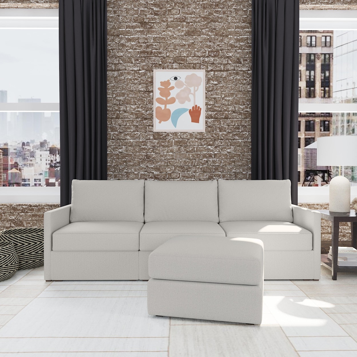 Flexsteel Flex Sofa with Ottoman