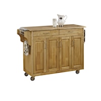 Traditional Kitchen Cart with Brown Finish and Hardwood Top