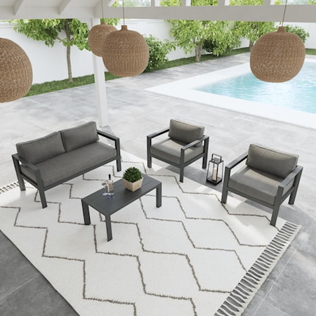 Outdoor 4-Piece Aluminum Loveseat Set