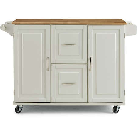 Two Tone Kitchen Island with Large Drop Leaf, Casters, Spice Rack