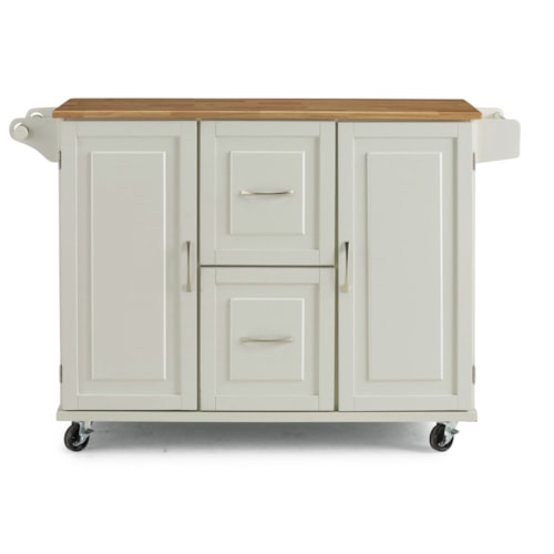 Two Tone Kitchen Island with Large Drop Leaf, Casters, Spice Rack